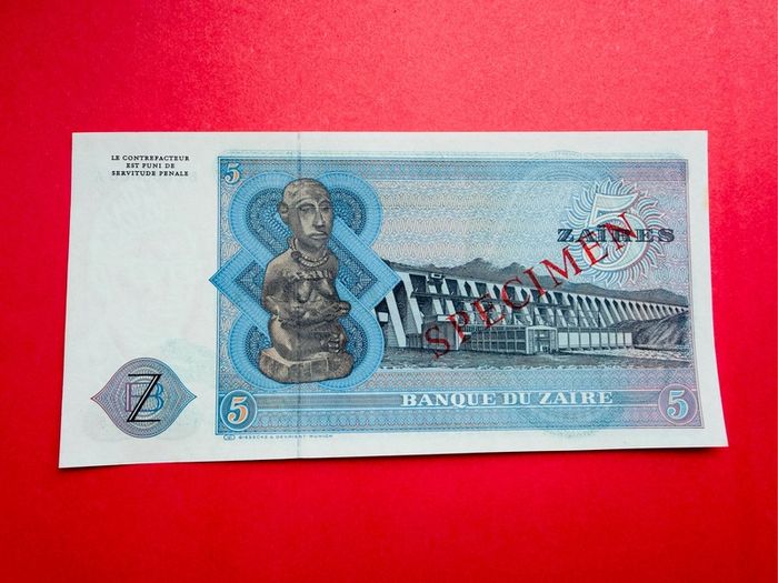 Zaire. 5 Zaires   1979  ( Specimen ) B0000000A  PICK 22AS  ( Uncirculated)