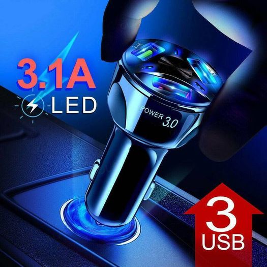 QC 3.0 Car Triple USB Phone Quick Charger 30W (Brand New/Warranty)