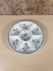Vintage Divided serving dish plate platter Hand painted in Portugal kitchen ware