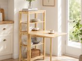 Folding Dining Table Dining Room Table Kitchen Table with 5 Storage Shelves,