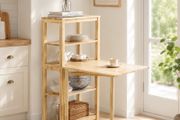 Folding Dining Table Dining Room Table Kitchen Table with 5 Storage Shelves,
