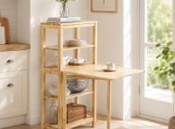 main image for ad Folding Dining Table Dining Room Table Kitchen Table with 5 Storage Shelves,