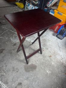 Folding wooden side table, mahogany finish