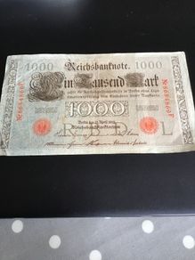 Very Rare 1910 German Banknote 1000 Mark