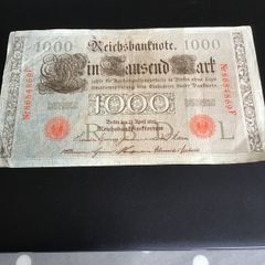 Very Rare 1910 German Banknote 1000 Mark