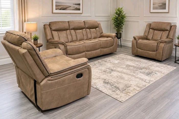 Westwood Grey & Biscuit Fabric Recliner Sofa Set