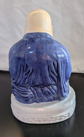 Ceramic Laughing Buddha Lamp Base Blue Robe Budai Hotei Vintage 20cm