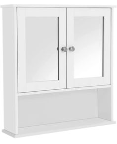 Double Mirror Doors Bathroom Cabinet, Wall Cabinet, Storage Cupboard, Wall-Mounted Storage Unit, Adjustable Height Shelves, 56 x 13 x 58 cm (FREE POSTAGE)