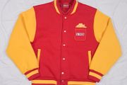 Spreadshirt Cheez It Red Yellow Varsity Bomber Jacket Size M