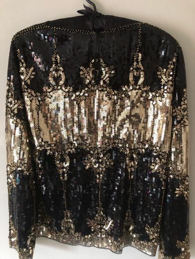 BNWT Savida black gold sequin blouse size small