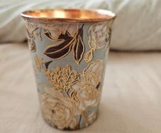 Antique Pure Brass Jar with Two Glasses | Handcrafted Carved Design | Velvet Box | Perfect for Daily Use & Gifting