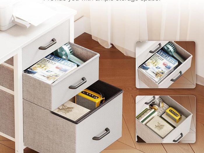 Computer Desk with Drawers 120x48cm Office Storage Reversible Small White Desks for Home