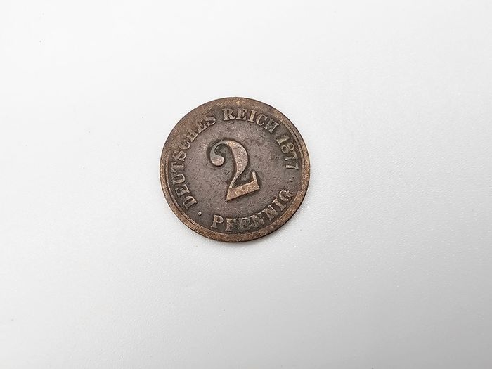 1877 German Empire 2 Pfennig Coin