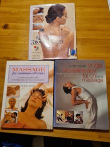 Massage, Aromatherapy, & yoga x 3 BOOKS. 1. The Book Of Massage & aromatherapy.  2 Massage For Common Ailments. 3 Complete Yoga Aromatherapy  Tai Chi And Massage.