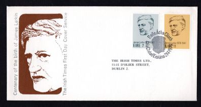 1976 Ireland James Larkin Commemorative Stamp Illustrated The Irish Times First Day Cover (FDC).