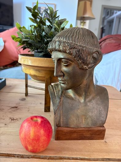 Vintage Ceramic Bronzed/ Verdigris Head Of Apollo