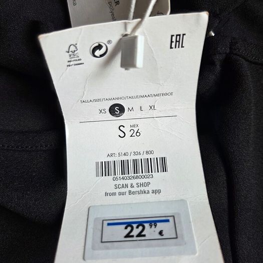 BNWT Black  flared trousers BERSHKA, size S