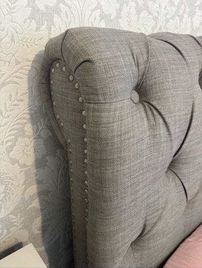 Grey Double Upholstered Chesterfield Bed Frame (FRAME ONLY)