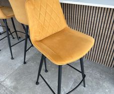 Set of 4 Mustard Velvet Bar Stools