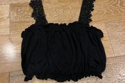 Black Strappy Elasticated Crop Top Size Small
