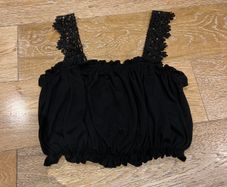 Black Strappy Elasticated Crop Top Size Small