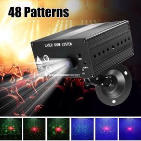 48 Pattern Mini Laser Projector Stage Lights LED RGB with Remote Sound Party Bar Home Music DJ Disco