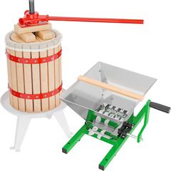 6L Fruit Press with Pulp Bag and 7L Fruit Mill Manual Apple Wine Cider Maker