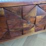 Solid Wood TV Stand with Geometric Carved Drawers Image 4