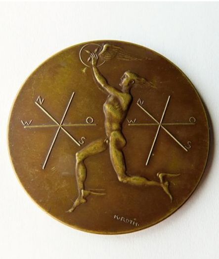 1925 Hermes antique Bronze German Transport Exhibition