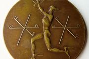 1925 Hermes antique Bronze German Transport Exhibition