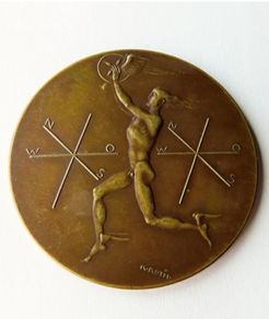 1925 Hermes antique Bronze German Transport Exhibition