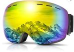 Ski goggles, Mens Women Skiing goggles Adults Over Glasses OTG Anti-fog Frameless For Snowboard Jet Snow, UV Protection Sunglasses