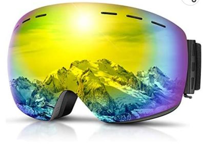 Ski goggles, Mens Women Skiing goggles Adults Over Glasses OTG Anti-fog Frameless For Snowboard Jet Snow, UV Protection Sunglasses