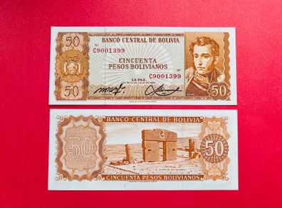 Bolivia. 50  Pesos. 1962. Pick  162a. ( Uncirculated )