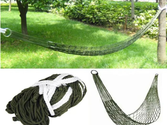Outdoor Thickened Nylon Rope Hammock Indoor Mesh Hammock Portable Simple Hammock Swing Chair