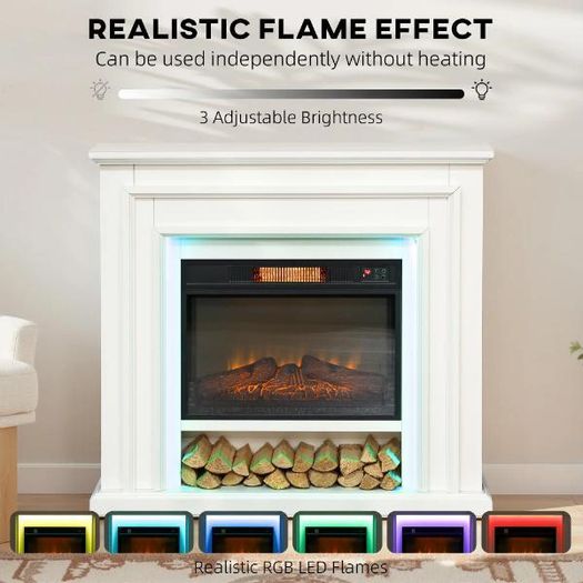 Electric Fireplace with Multicolour LED Flames