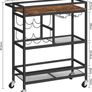 Bar Cart for Home, 3-Tier Serving Cart with Wheels and Handle Image 2