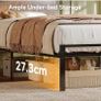 3ft Single Bed Frame with Storage Wooden Headboard, LED Light & Charging Station Image 5