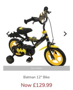 Batman Bike With Stabilisers Smyths 12 Inch