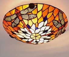 Tiffany Style 12 16Inch Stained Glass Dragonfly Style Flush Mount Ceiling Light Fixture with Stained Glass Shade Hanging Tiffany Lamps for Dinner Room Living Room Dragonfly 30cm