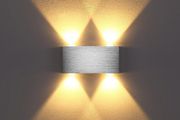 2 x Louvra 4W LED Wall Light Modern Rectangle Aluminium Small Wall Lamp Uplighters Indoor Up Down Wall Lighting for Hallway Bedroom Dinning Room,Warm White
