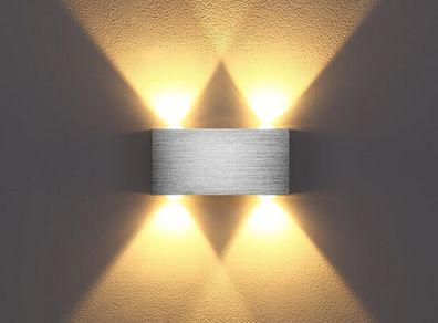 2 x Louvra 4W LED Wall Light Modern Rectangle Aluminium Small Wall Lamp Uplighters Indoor Up Down Wall Lighting for Hallway Bedroom Dinning Room,Warm White