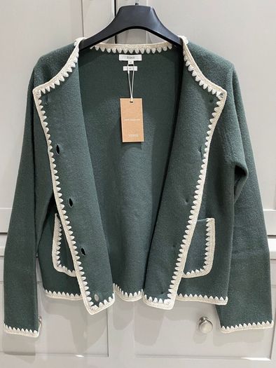 Spainish designer brand Yerse dark teal Green colour  wool cardigan / jacket BRAND NEW