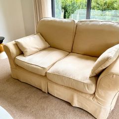 Two 2-seater linen sofas