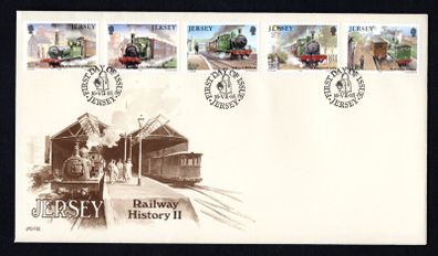 1985 Jersey Steam Locomotives Commemorative Stamps First Day Cover (FDC)