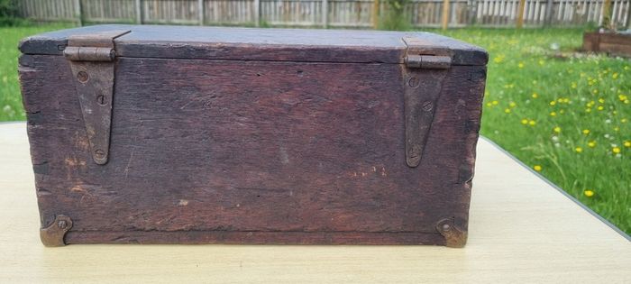 Old wooden box with brass fittings
