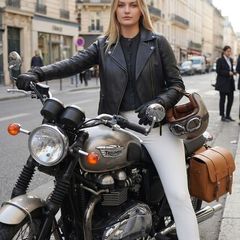 Karl Lagerfeld's Ikonik Odina Women's Biker Leather Jacket