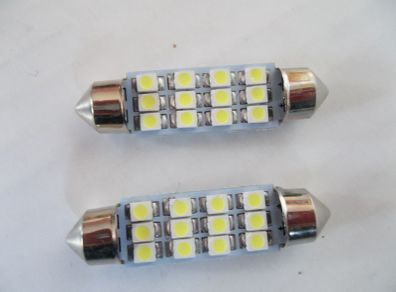 41mm White 3528 12 SMD LED Festoon Dome Bulb Lamp Light 12V