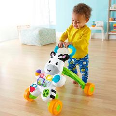 Learn with Me Zebra Walker First Steps Baby Walker Push Along Toy with Lights, Music, Baby Girl and Baby Boy Toys Hands-On Toddler Baby Push Along Walker UK English Version