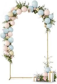 Balloon Arch Backdrop Stand,2.2m Height Gold Metal Arch Stand for Wedding,Christmas,Birthday Party Ceremony Bridal Baby Shower Event Decor (Balloons not included)